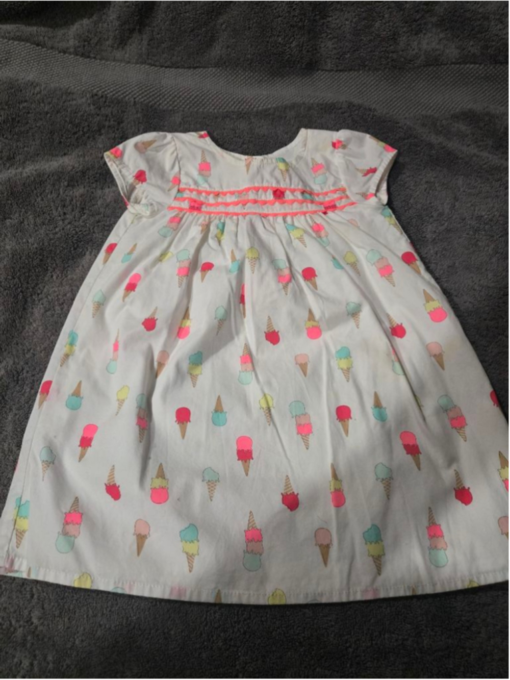 Girls Gymboree Casual Dress 18-24 Months White Pink Ice Cream Print